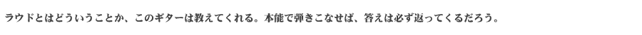 ラウドとはどういうことか、このギターは教えてくれる。本能で弾きこなせば、答えは必ず返ってくるだろう。